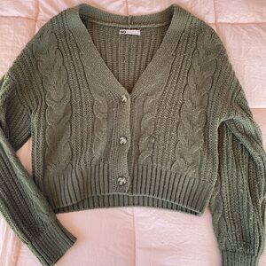 SO Dark Green Button Down Cardigan- Size-S